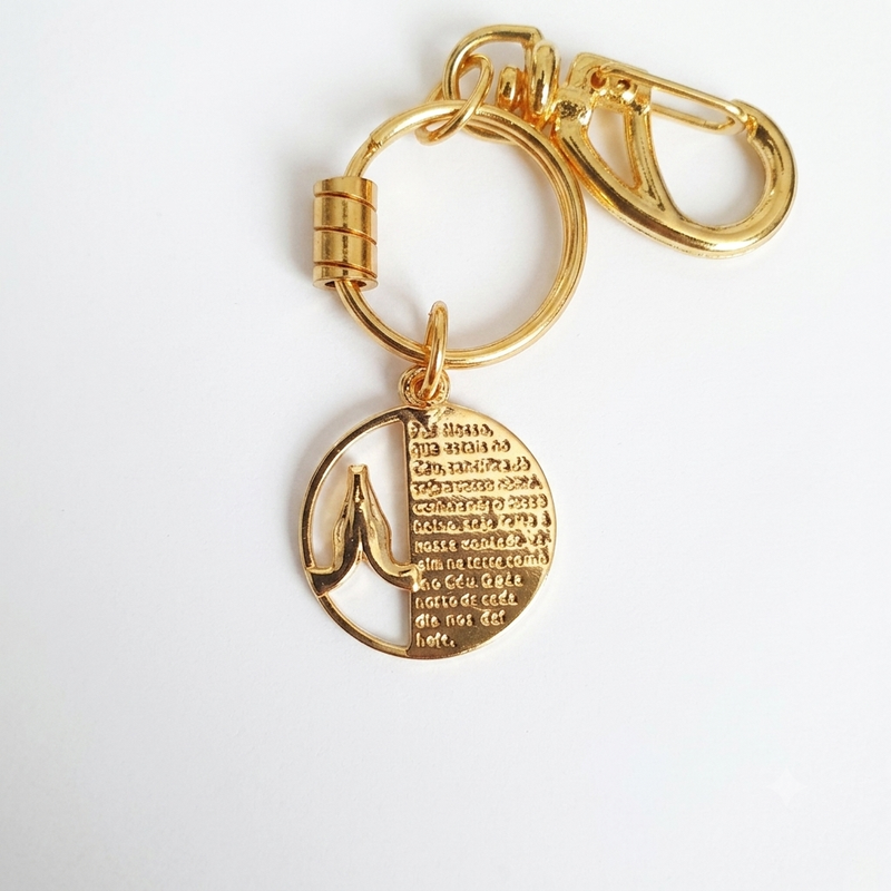 🙏 Chaveiro Pai Nosso Dourado – Kit com 10 Unidades