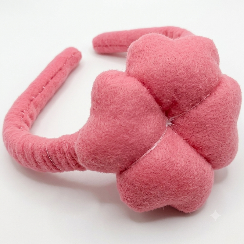 Tiara Infantil de Feltro Flor Rosa - Arquinho Artesanal Confortável para Bebês e Crianças