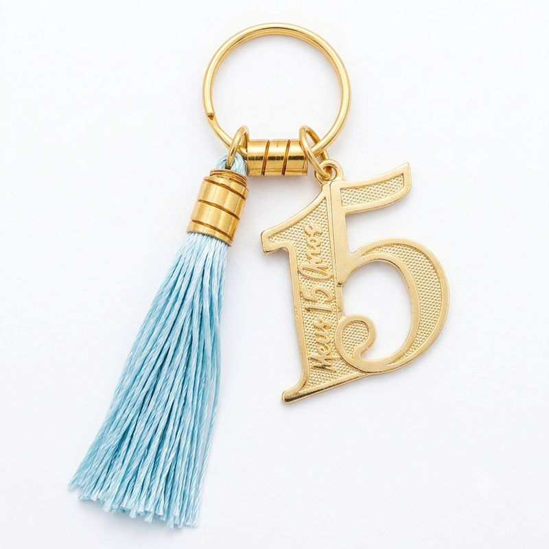 👑 Lembrancinha 15 Anos Debutante Dourada com Tassel – Kit com 10 Unidades